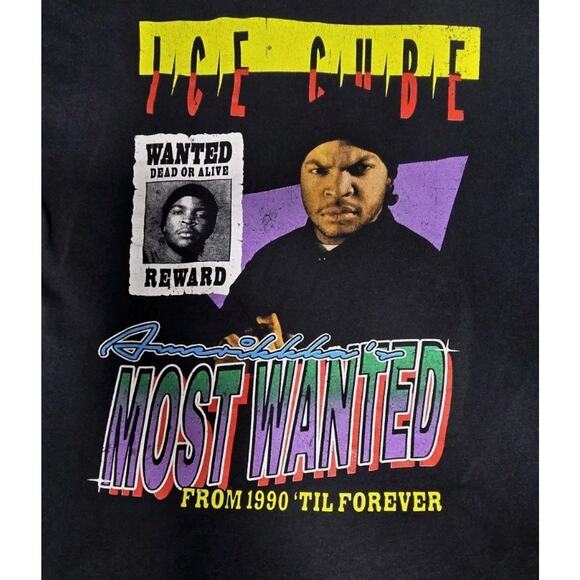 Ice Cube "Most Wanted" Amerikkas 1990 Themed Long-sleeved T-Shirt Size Large - Picture 2 of 8